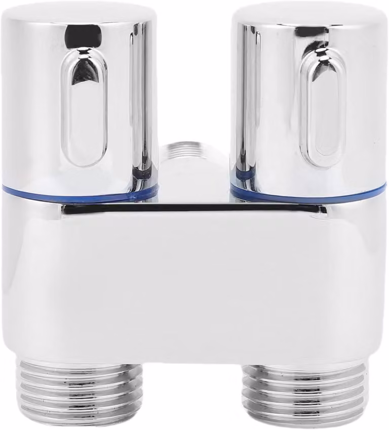 SIXRUN Valvola angolare in metallo a doppio ingresso e uscita, per bagno, toilette, bidet, balcone - Filetto esterno G1/2 (zincata)