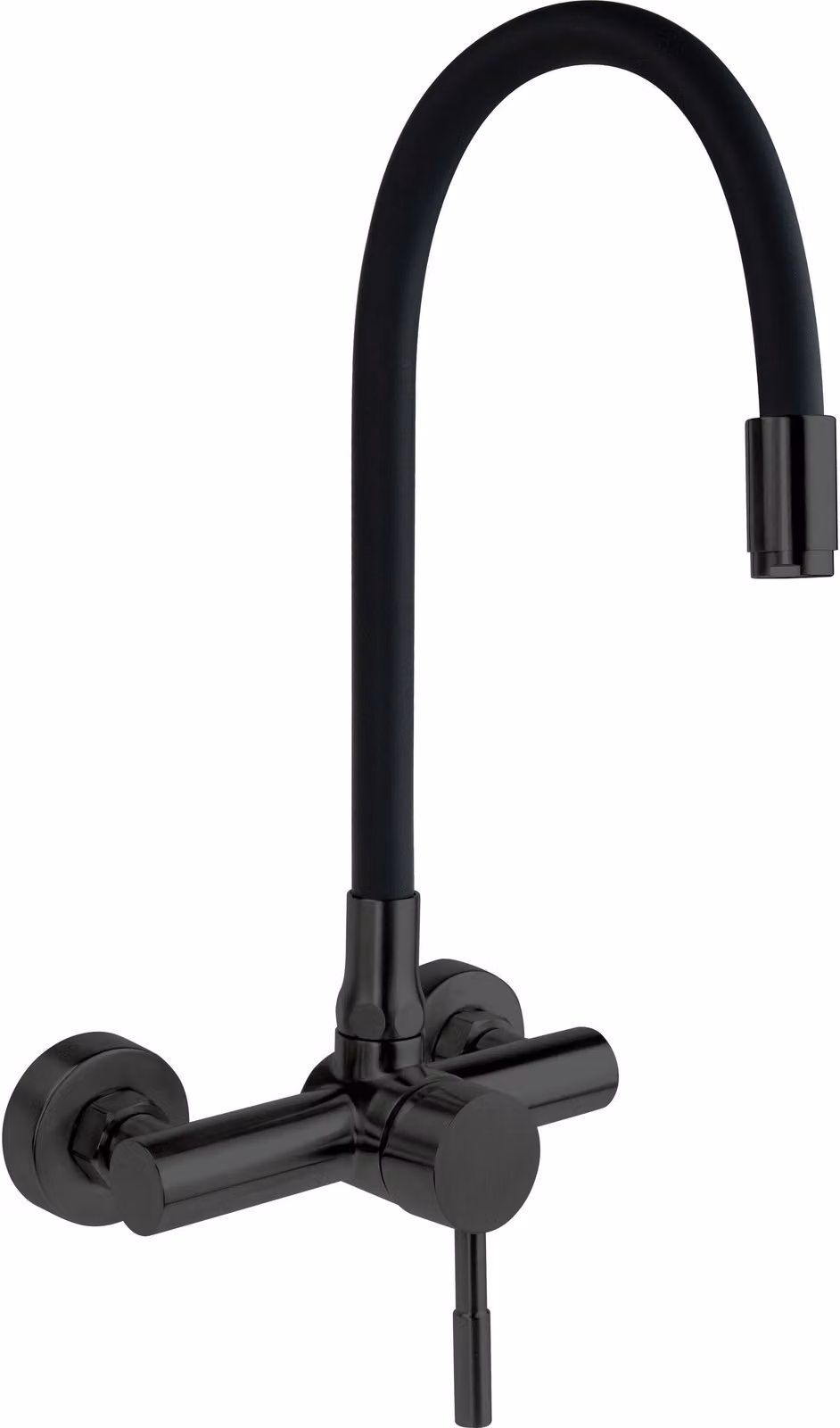 Wall-mounted kitchen faucet with bent spout