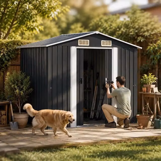 Garden Shed, Anthracite Steel, 204 X 132 X 186 Cm