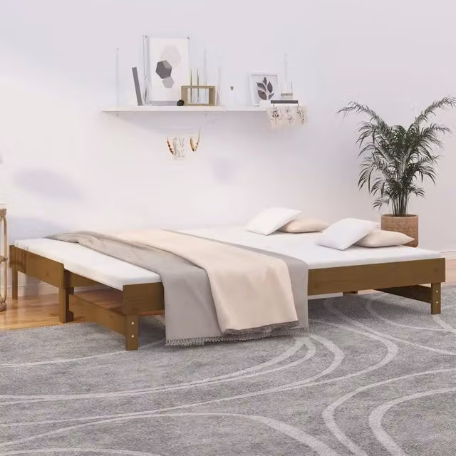 Dormeuse Estraibile Ambra vidaXL in Legno Massello di Pino Marrone Rustico L/P: 200 x 100 cm