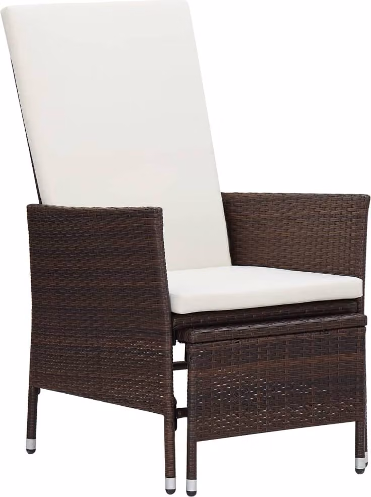 Set Divani da Giardino 3 pz con Cuscini in Polyrattan Marrone