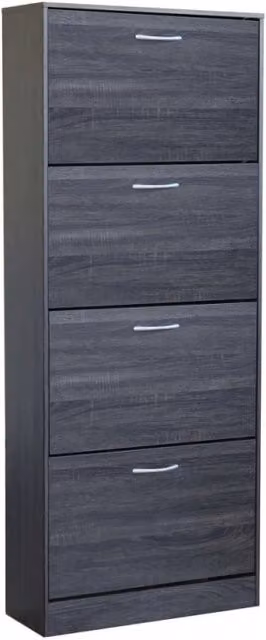 Scarpiera Wendy Cosmac Grigia con scomparti basculanti e ante a battente, L: 60 cm, P: 25 cm, H: 150 cm