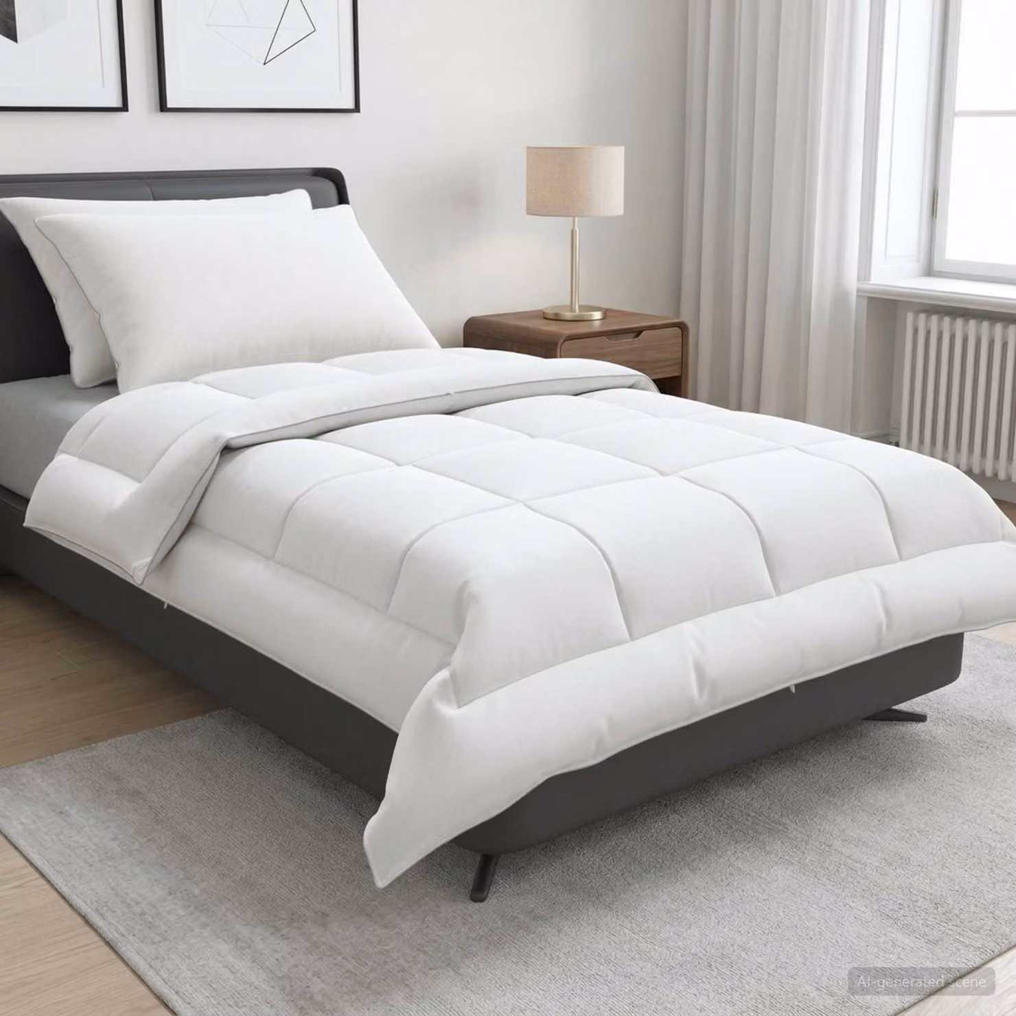 Set di piumone e cuscini 3 pz vidaXL in lana e microfibra bianco per estate