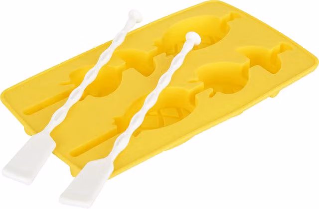 Stampo per 2 ghiaccioli alla frutta KASANOVA in silicone giallo