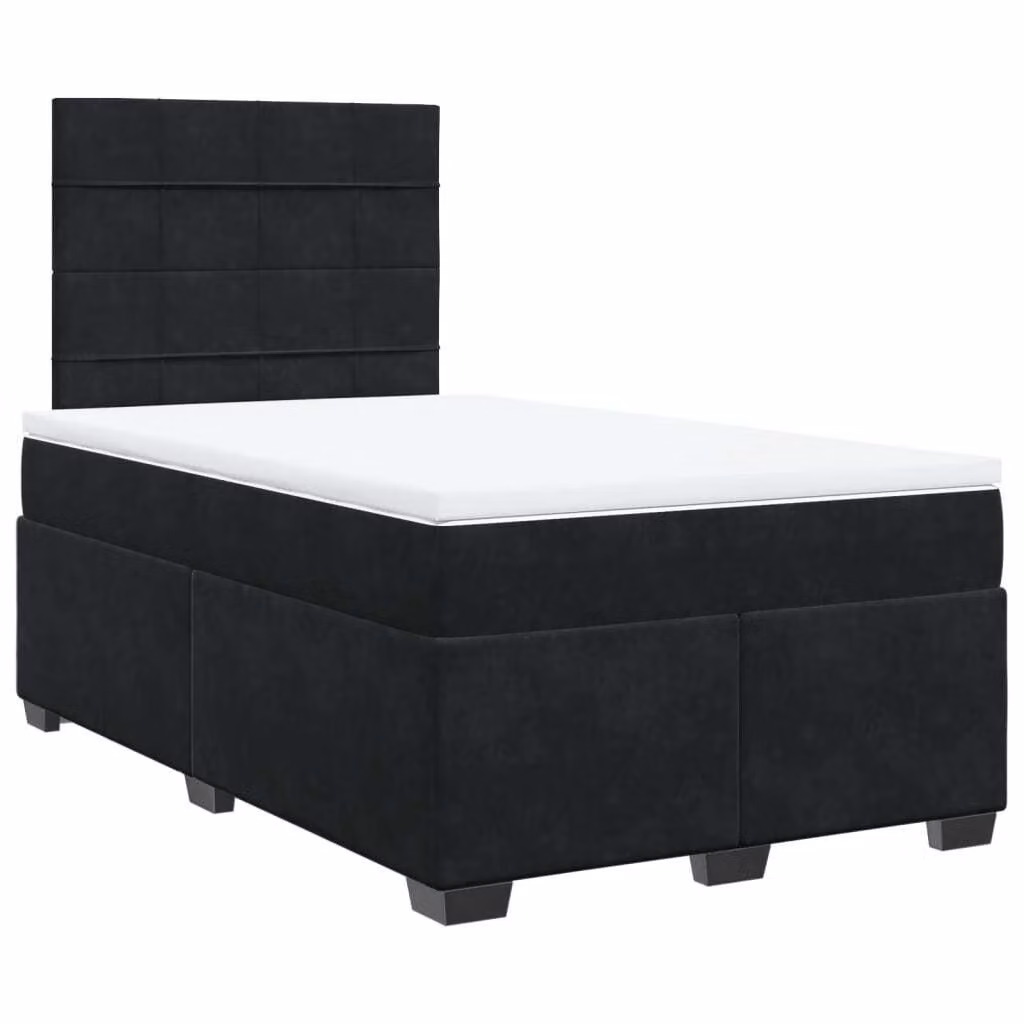 Giroletto a Molle con Materasso Nero 120x200 cm in Velluto