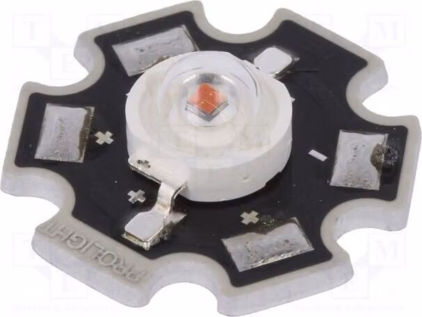 1 diodo ad alta potenza STAR, colore blu-violaceo, angolo di emissione 130°, corrente di 700mA, lunghezza d'onda 587-597nm, modello PM2E-3LAS-SD, LED ad alta potenza