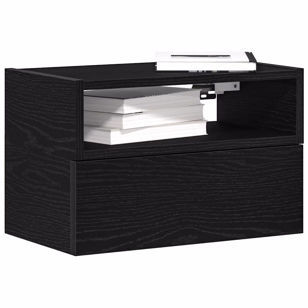 vidaXL Comodino da parete moderno nero L 45 cm, P 26 cm, H 28,5 cm