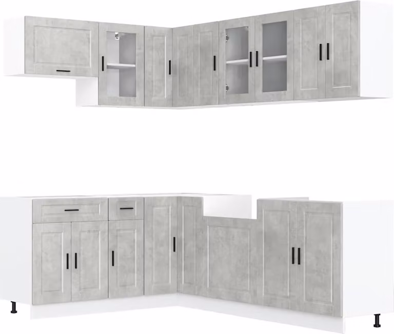 Set Mobili da Cucina 11 pz Porto Grigio Cemento in Truciolato