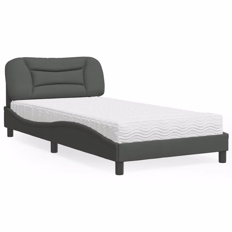 Letto con Materasso Hvar vidaXL Grigio Scuro in Tessuto L: 100 cm, P: 200 cm