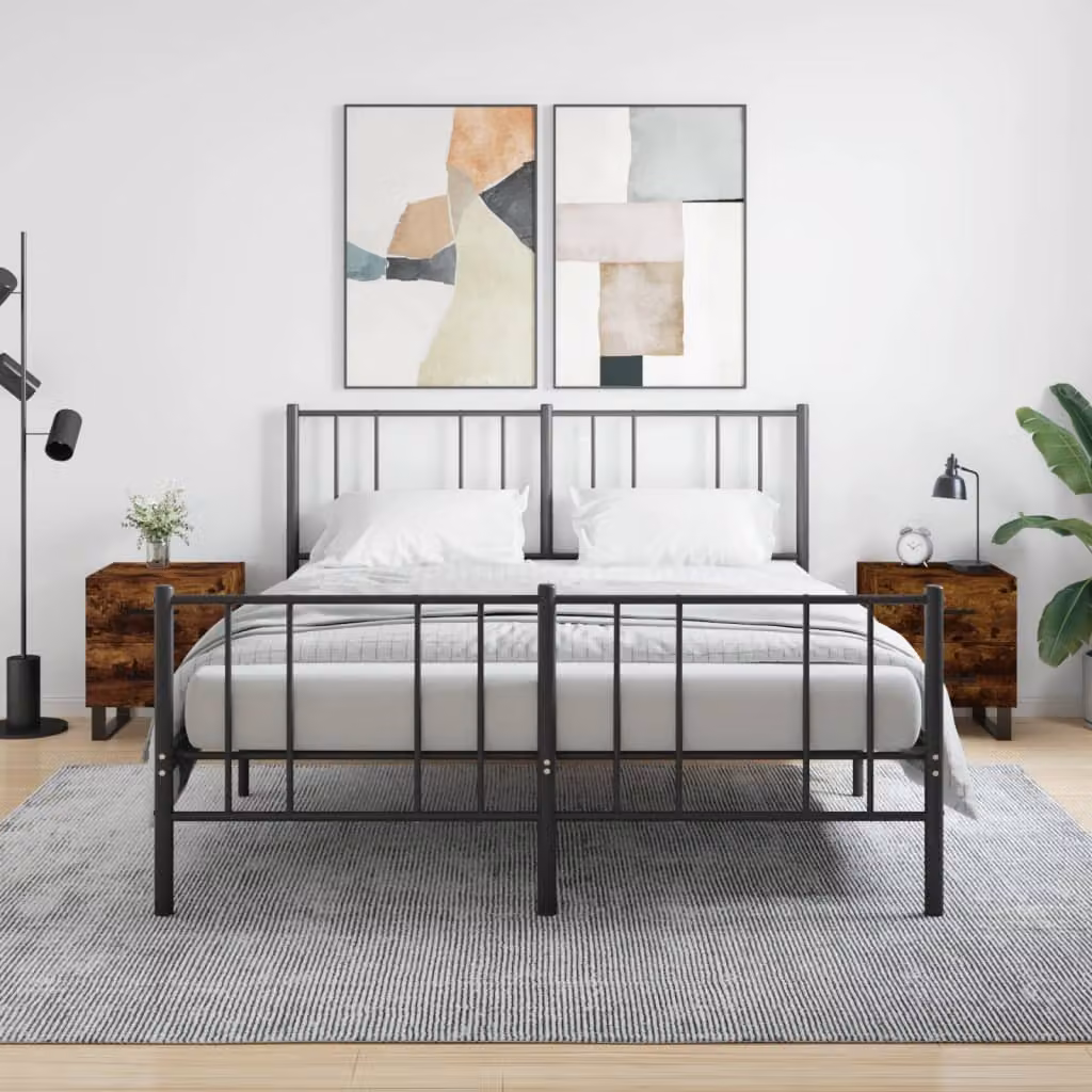 Set di 2 comodini vidaXL in legno multistrato color rovere fumo, design moderno per camera da letto, L 40 cm x P 35 cm x H 47,5 cm