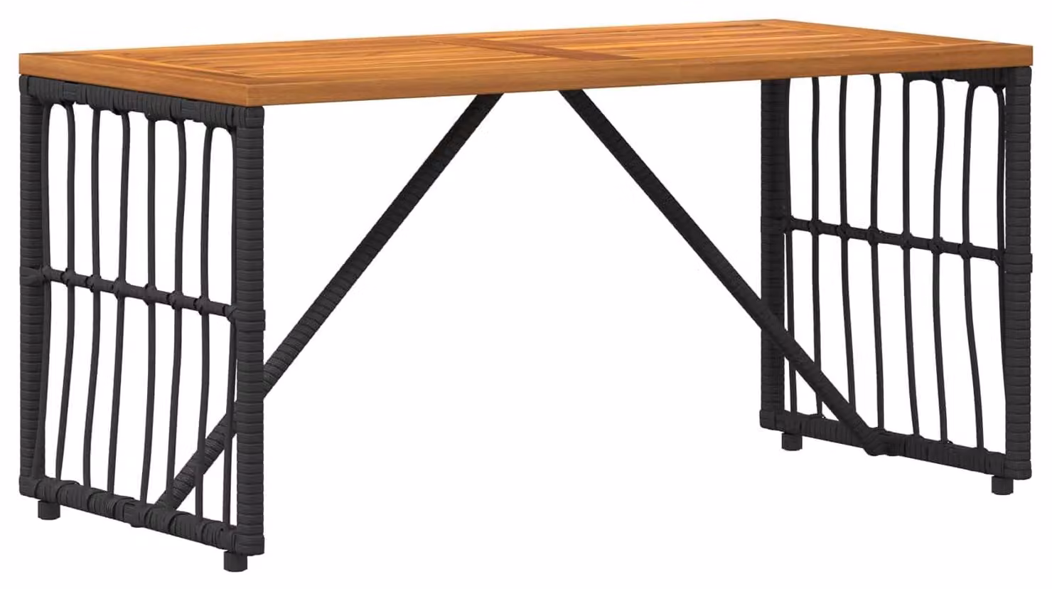 Tavolo da esterno in acciaio e rattan sintetico, dimensioni 80x40 cm