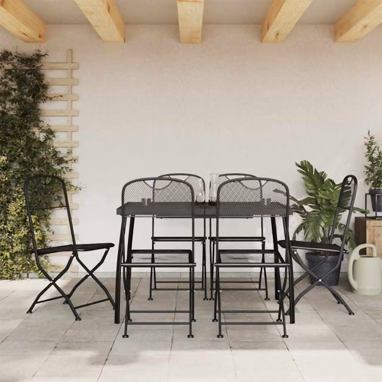 Set da pranzo da giardino vidaXL in acciaio antracite composto da 7 pezzi