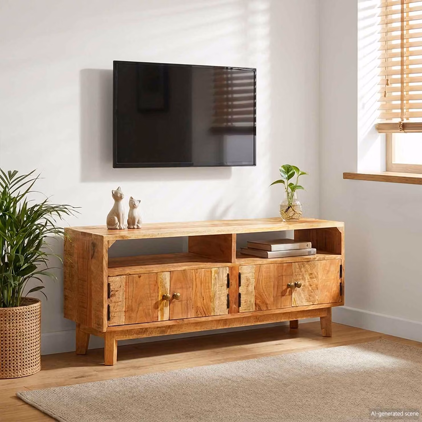 Armadio da soggiorno moderno vidaXL in legno di mango marrone L: 110 cm, P: 30 cm, H: 45 cm