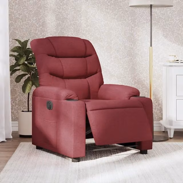 Poltrona Elettrica Reclinabile Relax vidaXL in Tessuto Rosso con Braccioli