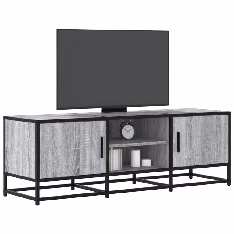 Mobile TV vidaXL in stile industriale in legno e metallo, Grigio, L 120 x P 35 x H 41 cm