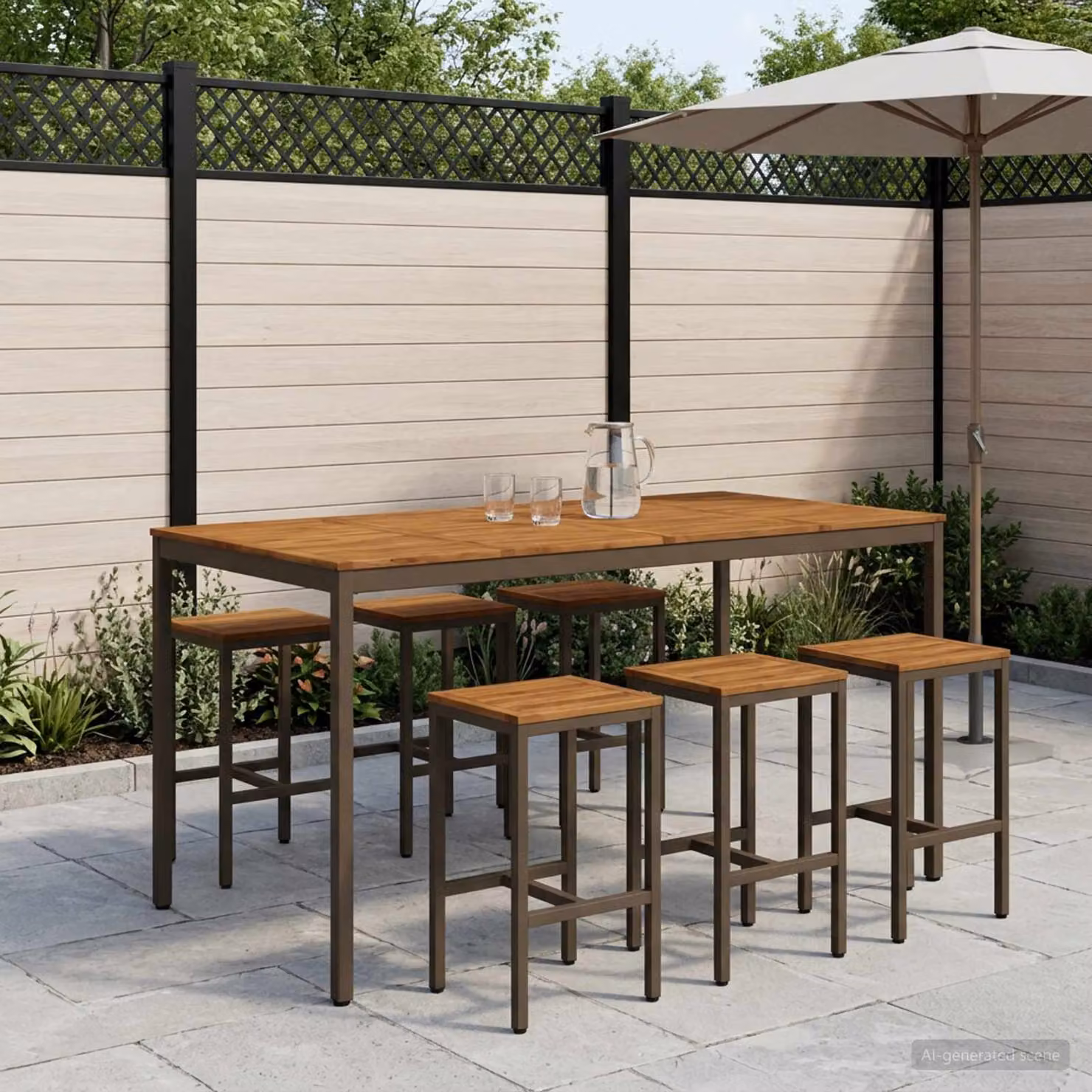 vidaXL Tavolo da Bar da Giardino in Legno di Acacia Marrone, L 196 x P 100,5 x H 105 cm