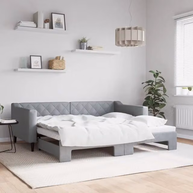 Divano Letto con Letto Estraibile vidaXL Grigio con Struttura in Legno e Metallo e Rivestimento in Tessuto 90x190 cm
