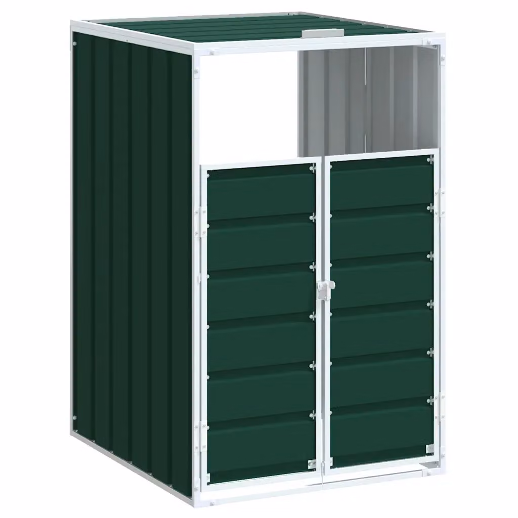 Copribidone con Ruote Singolo Videx in Acciaio Verde H 115 x L 72 x P 81 cm – 2