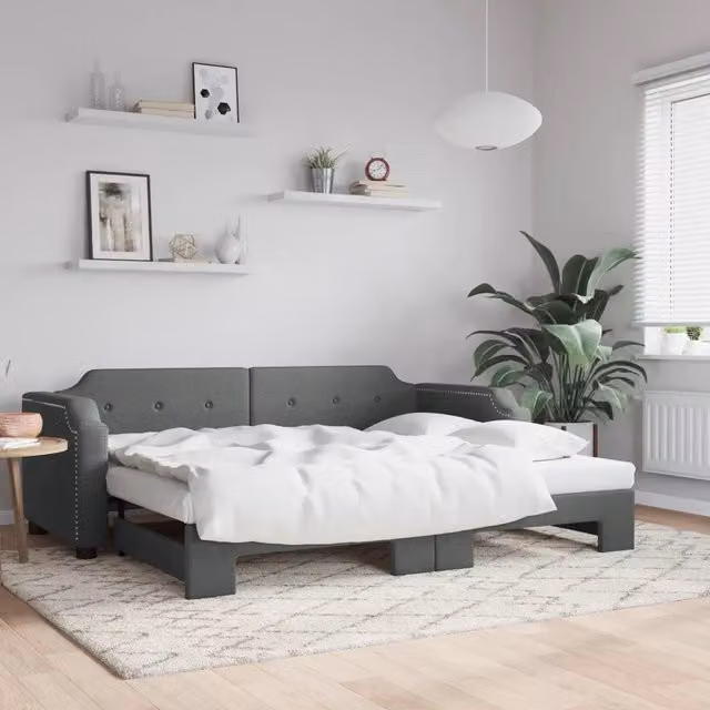 Divano Letto con Letto Estraibile-Sofa Letto-Daybed Grigio Scuro 80x200 Tessuto 521378