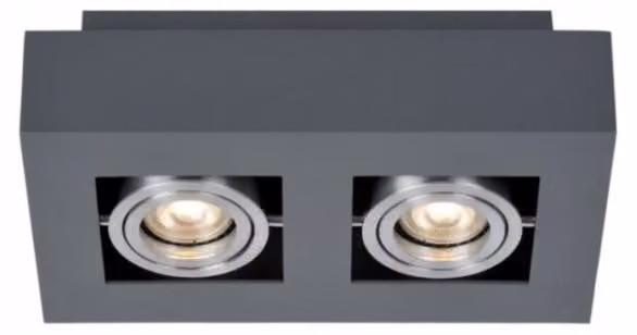 Bowi, faretto a soffitto rettangolare, nero/argento, regolabile