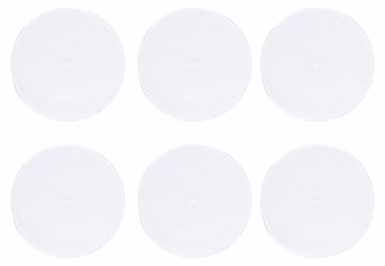 Set di 6 tovagliette rotonde in tessuto bianco, termoisolanti, facili da pulire, accessori versatili per la sala da pranzo e la decorazione della casa e della cucina.