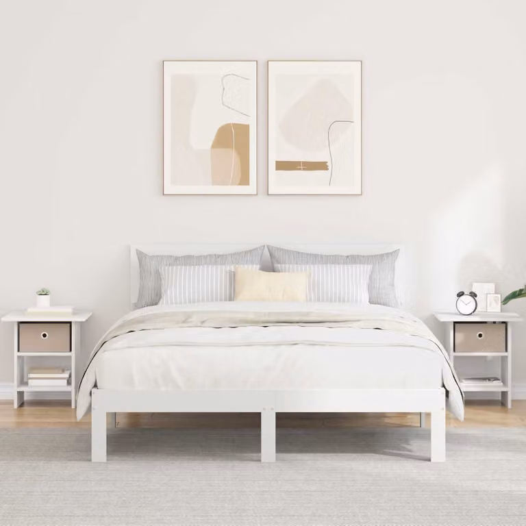 Set di 2 comodini moderni vidaXL in legno ingegnerizzato bianco, L 41 cm x P 40 cm x H 45 cm
