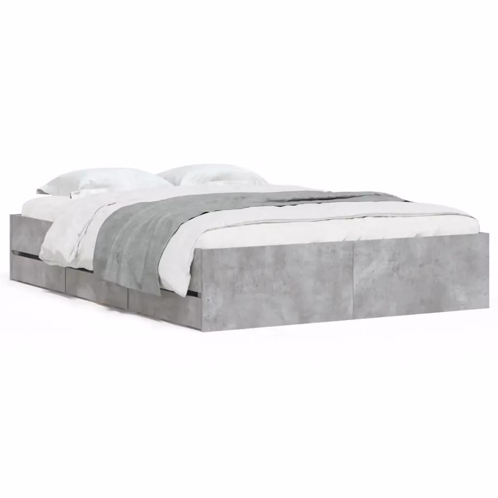vidaXL Giroletto con Cassetti in Legno Multistrato Grigio L: 138 cm, P: 193 cm, H: 33 cm – 2