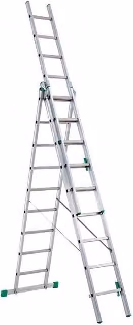 Scala a sfilo in alluminio Tecna con 9 + 9 gradini, colore argento, portata massima 150 kg