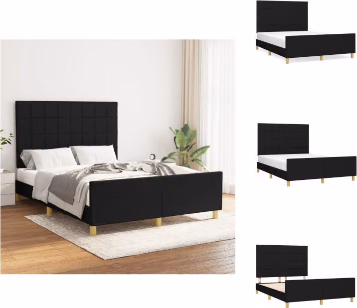 vidaXL Struttura letto con testiera in tessuto nero 140x190 cm - Letti e strutture letto