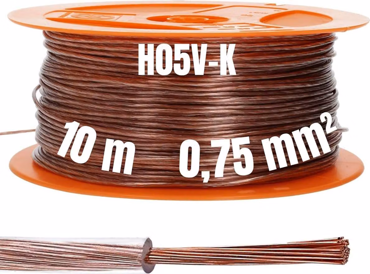Kalitec 10 metri di cavo di cablaggio trasparente H05V-K (X05V-K) 0,75 mm² I PVC flessibile unipolare I Filo a trefoli 0,75mm2 I Cablaggio a filo sottile a conduttore singolo I Filo di commutazione a filo singolo