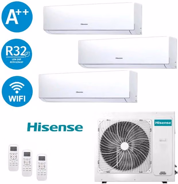 Climatizzatore Split Hisense 3AMW62U4RFA Trial Inverter 9000 BTU 6,2kW A++ con Wi-Fi e App Control, Bianco