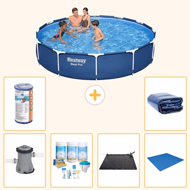 Bestway Steel Pro, piscina in acciaio, forma rotonda - 366x76 cm - 7 pezzi, modello S21602