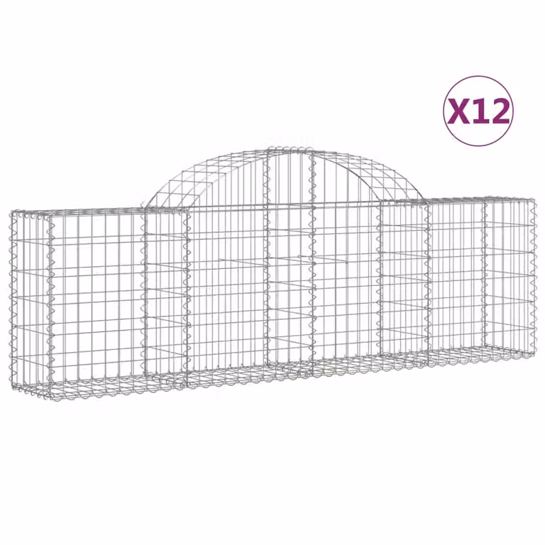 Cesti Gabbioni ad Arco 12 pz 200x30x60/80 cm Ferro Zincato