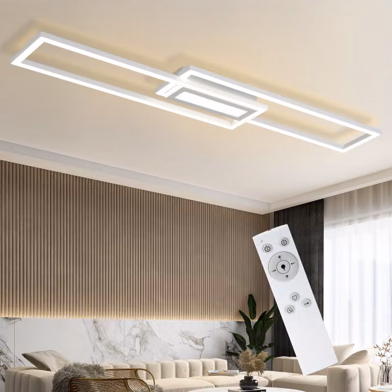 ZMH LED Plafoniera Bianca Dimmerabile con Telecomando Moderna Camera da letto Plafoniera Geometrica 50W per Soggiorno Cucina Corridoio Ufficio Plafoniera