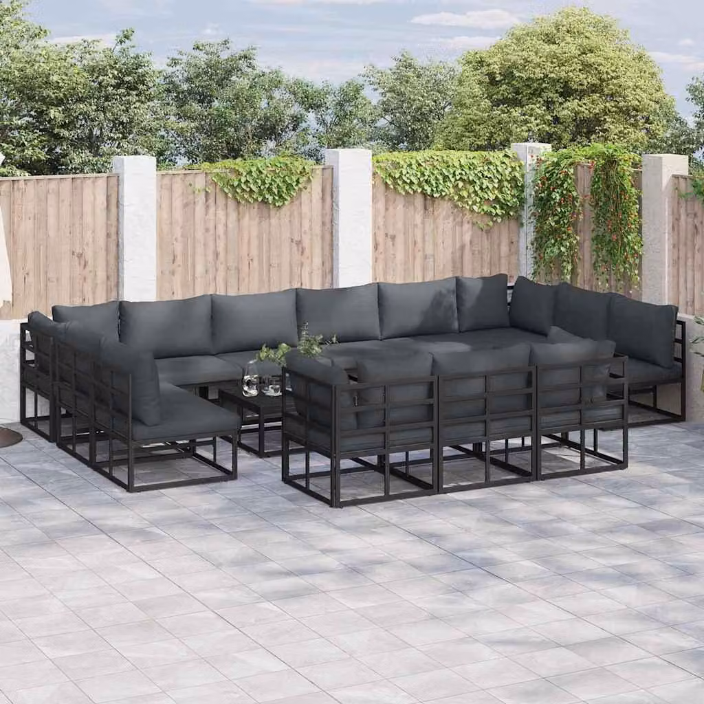 Maison Exclusive - Set da giardino composto da 13 pezzi, colore nero, in alluminio