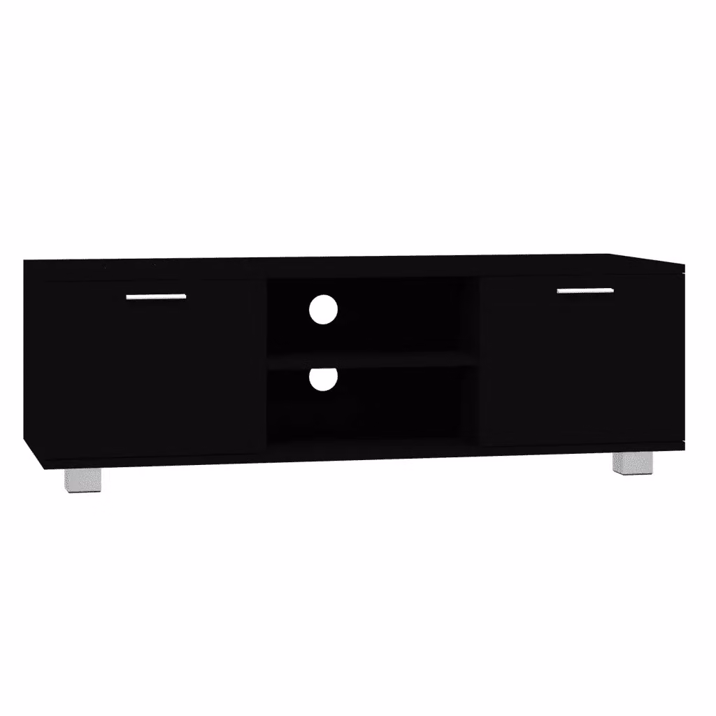 Mobile Porta TV e Credenza Moderna Design In Nero in Legno e Metallo L: 120 cm, P: 40,5 cm, H: 35 cm – 2