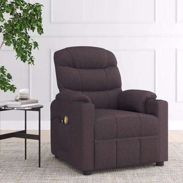Poltrona Massaggiante Elettrica Relax vidaXL in Tessuto Marrone con Braccioli – 1