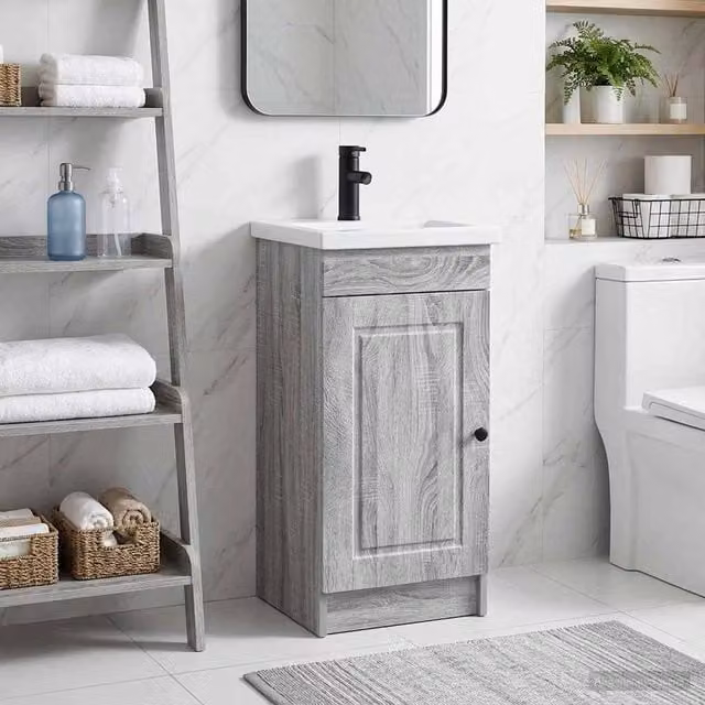 Mobile da bagno moderno vidaXL con lavabo grigio, L 42 cm x P 40 cm x H 84,5 cm