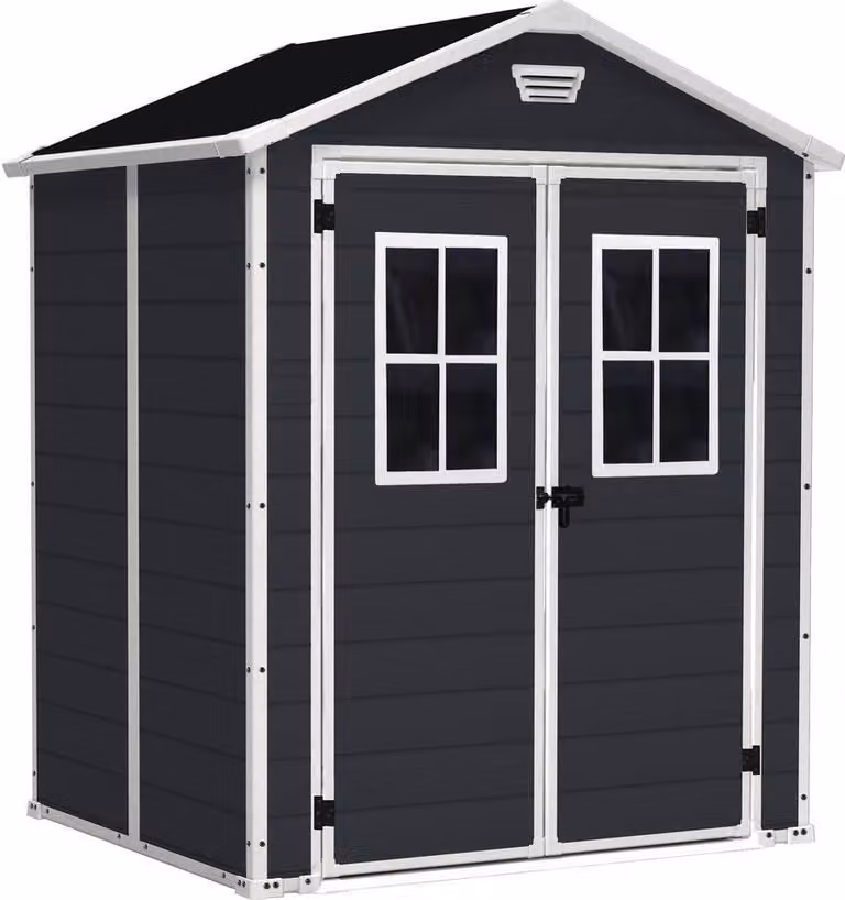 KETER Manor Casetta da giardino con finestre 6x5 DD, 185 x 226 x 152 cm, antracite KETER 17202483