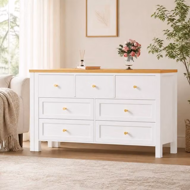 Scrivania girevole 2 in 1 con 7 cassetti 120x40x70 cm in truciolare rovere bianco