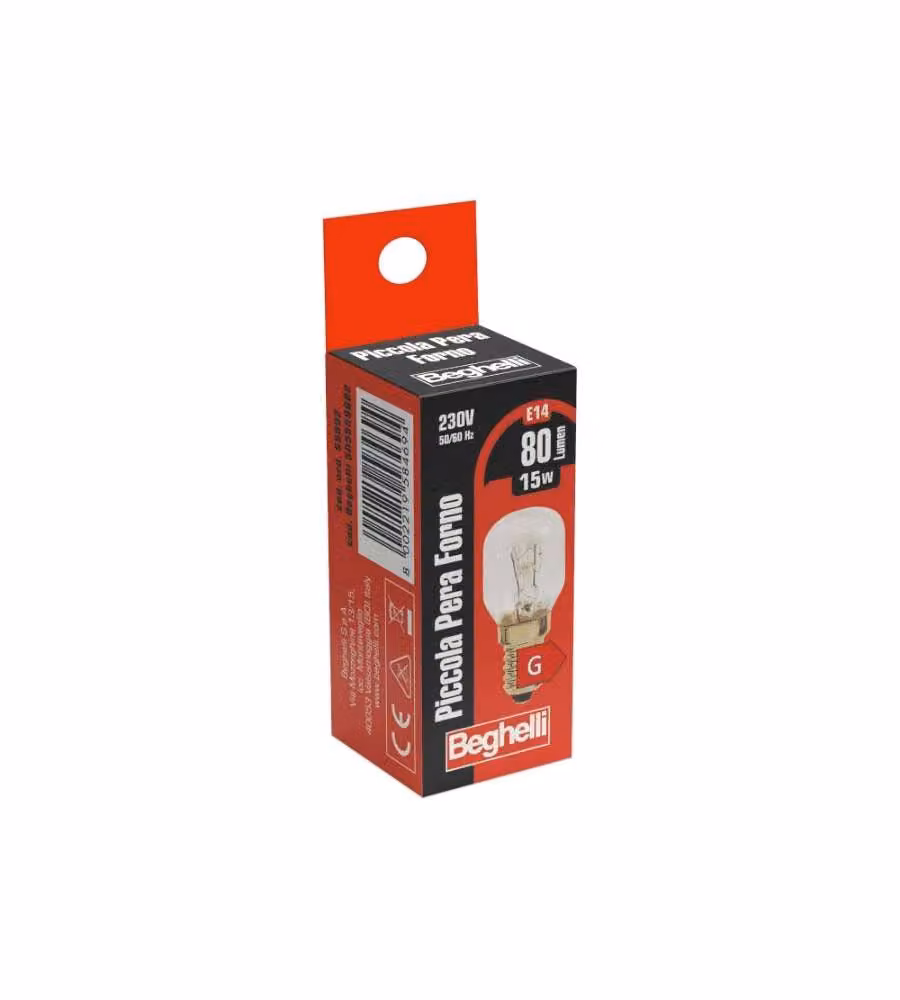 Beghelli Lampadina Pera E14 15W Multicolore per Forno fino a 300°C