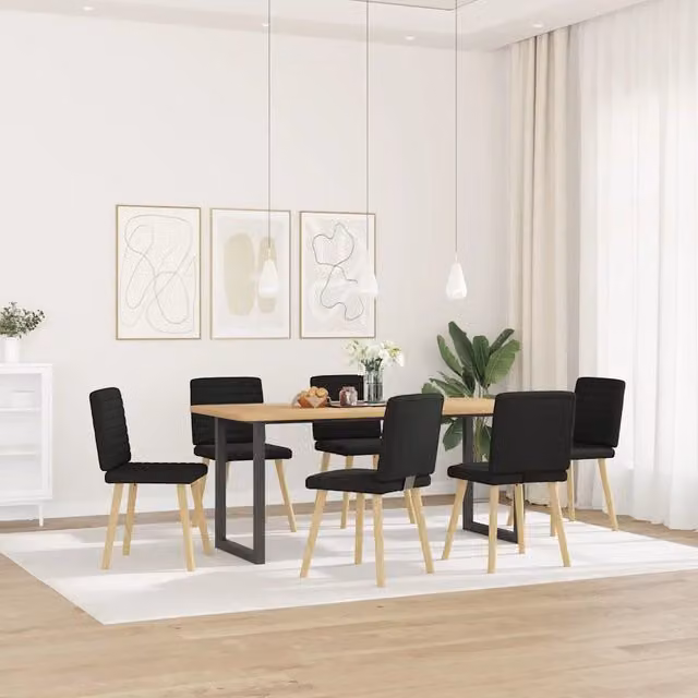 Sedie da Pranzo 6 pz Nere in Tessuto 3315546
