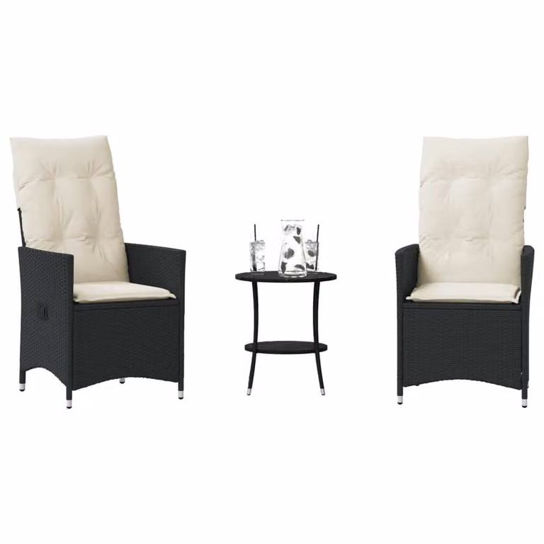 Maison Exclusive - Set da bistrot 3 pezzi con cuscini Nero Poly Rattan