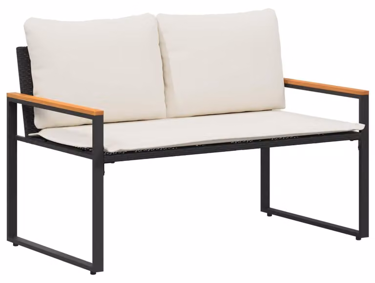 Panca da giardino in rattan con cuscino in memory foam