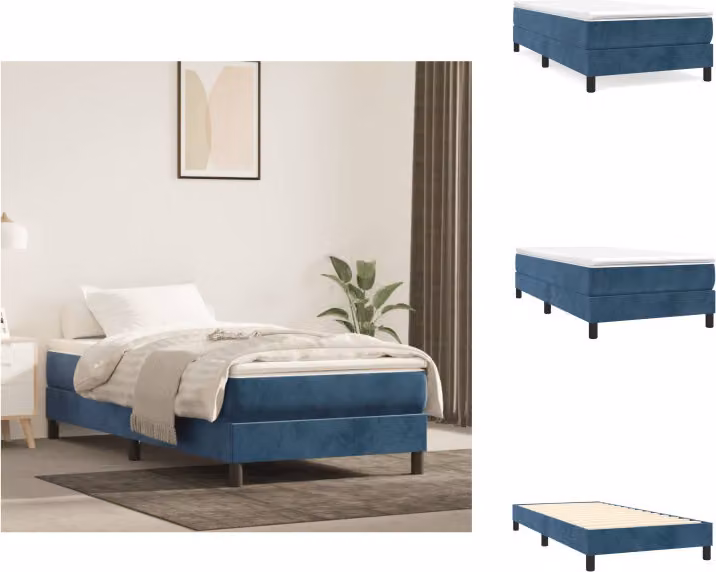 vidaXL Letto boxspring blu scuro 100x200 cm in velluto - Letti e strutture letto