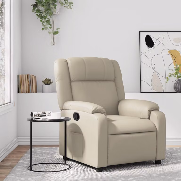 Poltrona Reclinabile Relax vidaXL in Similpelle Beige con Braccioli e Reclinazione Manuale