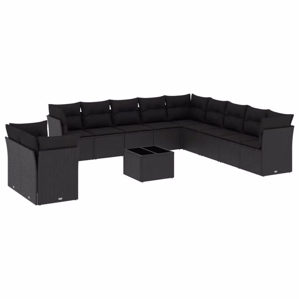 Set di divani da giardino VIDAXL in polyrattan nero con cuscini, composizione da 12 posti per adulti – 2