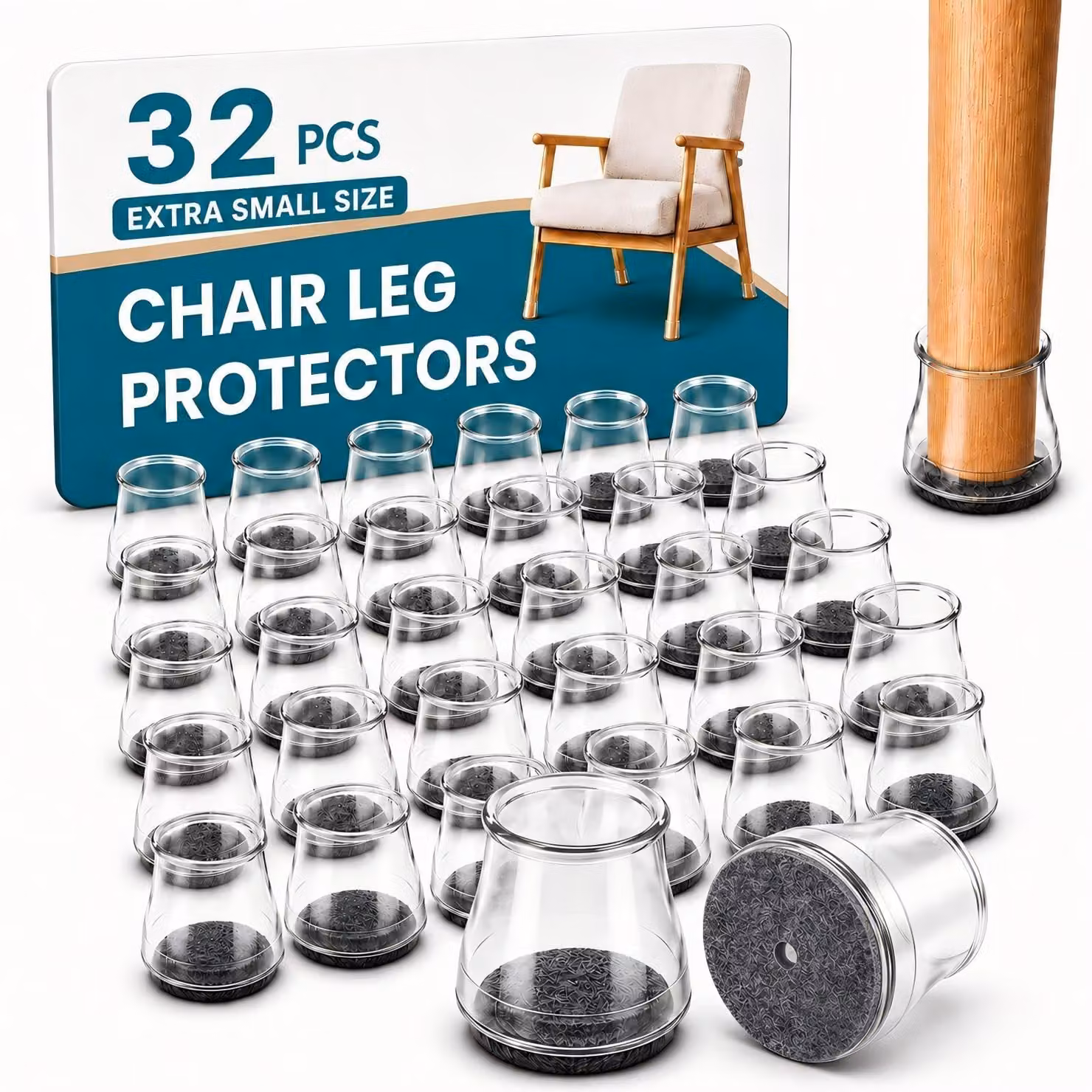 Omgoods - 32 protezioni trasparenti in silicone per gambe di sedie