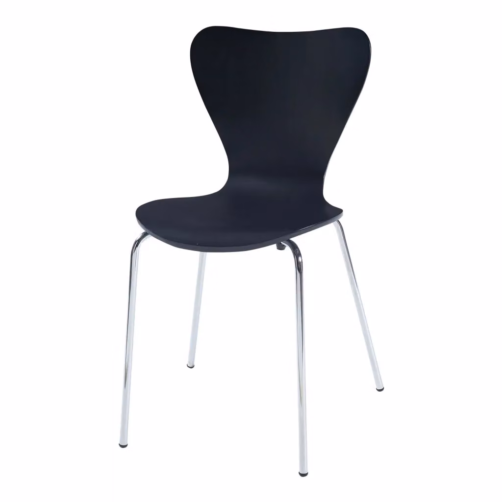 Set di 4 sedie da pranzo moderne impilabili in legno di betulla e metallo nero e argento HELLOSHOP26 – 2