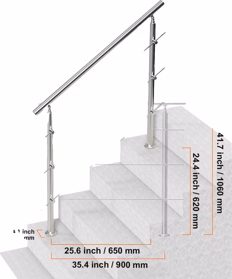 Corrimano per scale esterne, acciaio inossidabile resistente, facile da installare, tipo 7